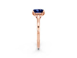 Rose gold Princess Cut Blue Sapphire Solitaire Ring with Flower Prong Setting and Classic Band_14