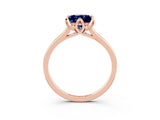 Rose gold Princess Cut Blue Sapphire Solitaire Ring with Flower Prong Setting and Classic Band_15