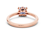 Rose gold Princess Cut Blue Sapphire Solitaire Ring with Flower Prong Setting and Classic Band_36