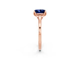 Rose gold Princess Cut Blue Sapphire Solitaire Ring with Flower Prong Setting and Classic Band_38