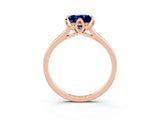 Rose gold Princess Cut Blue Sapphire Solitaire Ring with Flower Prong Setting and Classic Band_39
