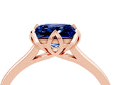 Rose gold Princess Cut Blue Sapphire Solitaire Ring with Flower Prong Setting and Classic Band_40