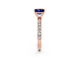 Rose gold Princess Cut Blue Sapphire Solitaire Ring with Pavé Accents and Four-Prong Setting_2