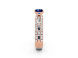 Rose gold Princess Cut Blue Sapphire Solitaire Ring with Pavé and Channel Set Band_2