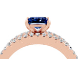 Rose gold Princess Cut Blue Sapphire Solitaire Ring with Pavé and Channel Set Band_4