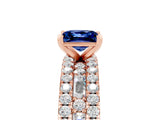 Rose gold Princess Cut Blue Sapphire Solitaire Ring with Pavé and Channel Set Band_5