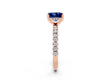 Rose gold Princess Cut Blue Sapphire Solitaire Ring with Round  Pavé Band and Four-Prong Setting_46