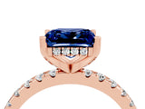 Rose gold Princess Cut Blue Sapphire Solitaire Ring with Round  Pavé Band and Four-Prong Setting_48