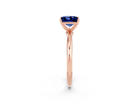 Rose gold Princess Cut Blue Sapphire Solitaire Ring with Six-Prong Setting and Classic Band_2