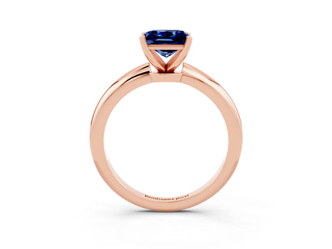 Rose gold Princess Cut Blue Sapphire Solitaire Ring with Six-Prong Setting and Classic Band_3