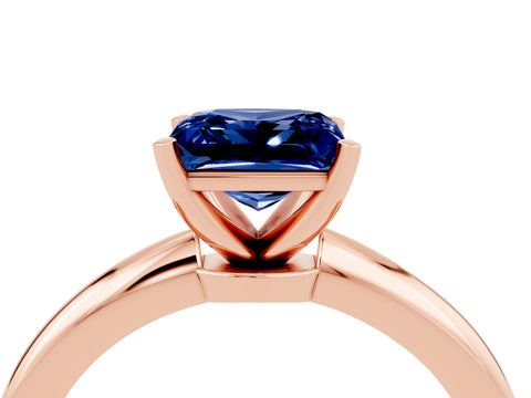 Rose gold Princess Cut Blue Sapphire Solitaire Ring with Six-Prong Setting and Classic Band_4