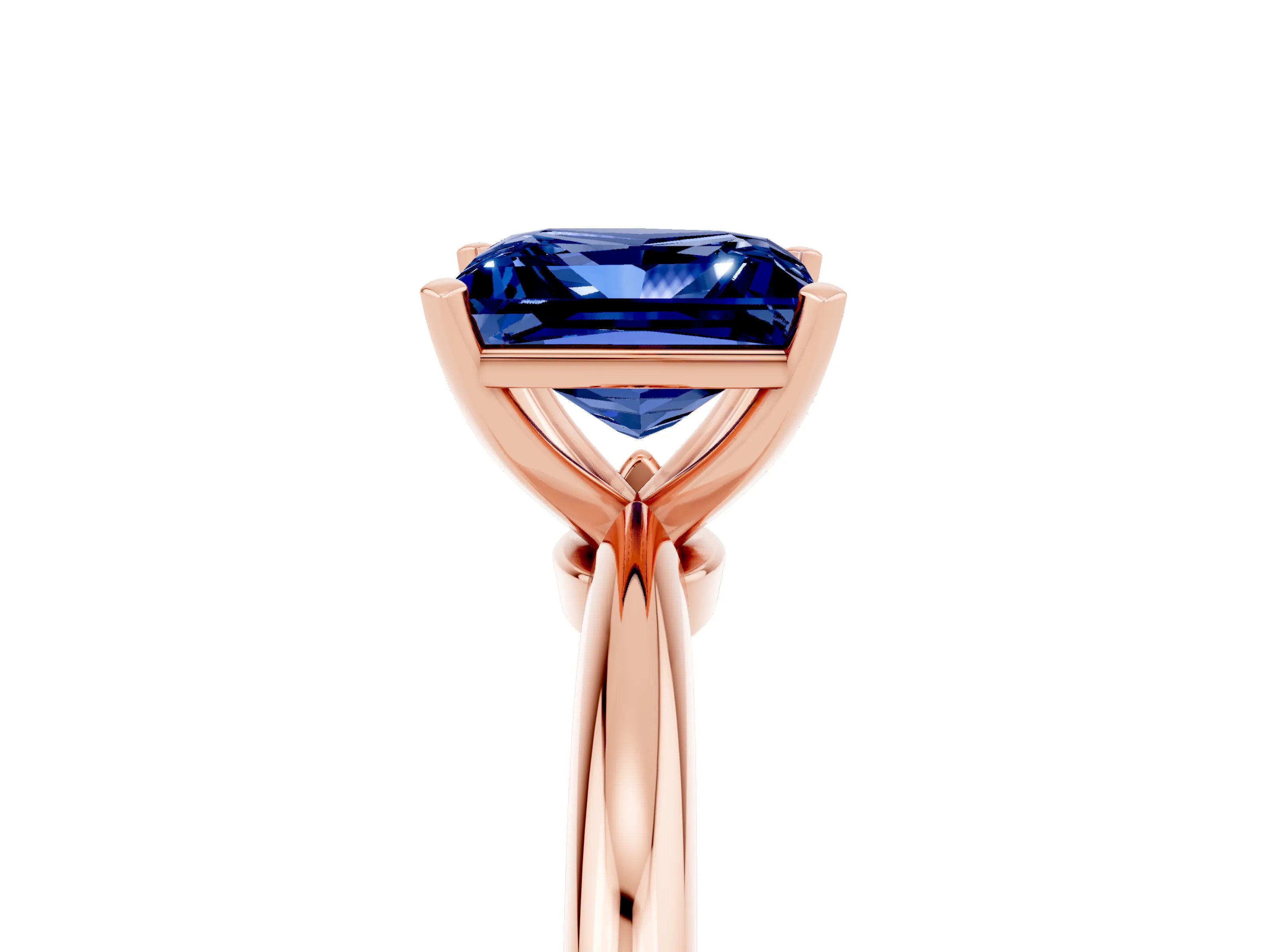 Rose gold Princess Cut Blue Sapphire Solitaire Ring with Six-Prong Setting and Classic Band_5