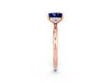 Rose gold Princess Cut Blue Sapphire Solitaire Ring with Thin Band and Four-Prong Setting_2
