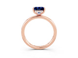 Rose gold Princess Cut Blue Sapphire Solitaire Ring with Thin Band and Four-Prong Setting_3