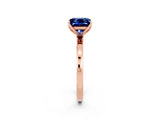 Rose gold Princess Cut Blue Sapphire Solitaire Ring with Thin Band and Prong Setting_14