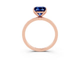Rose gold Princess Cut Blue Sapphire Solitaire Ring with Thin Band and Prong Setting_15