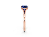 Rose gold Princess Cut Blue Sapphire Solitaire Ring with Thin Band and Prong Setting_26