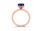 Rose gold Princess Cut Blue Sapphire Solitaire Ring with Thin Band and Prong Setting_27
