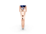 Rose gold Princess Cut Blue Sapphire Solitaire Ring with Wide Band and Prong Setting_2
