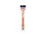 Rose gold Princess Cut Blue Sapphire Solitaire Twist Band Prong Setting Ring_50