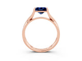 Rose gold Princess Cut Blue Sapphire Solitaire Twist Band Prong Setting Ring_51