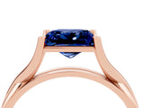 Rose gold Princess Cut Blue Sapphire Solitaire Twist Band Prong Setting Ring_52