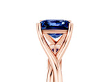 Rose gold Princess Cut Blue Sapphire Solitaire Twist Band Prong Setting Ring_53