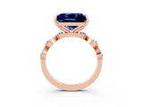 Rose gold Princess Cut Blue Sapphire Solitaire Twisted Band with Round  Accents and Prong Setting_15