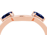 Rose gold Princess Cut Blue Sapphire Two-Stone Open Band Ring with Four-Prong Setting_10