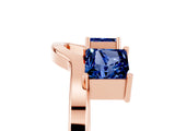 Rose gold Princess Cut Blue Sapphire Two-Stone Open Band Ring with Four-Prong Setting_11