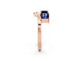 Rose gold Princess Cut Blue Sapphire Two-Stone Open Band Ring with Four-Prong Setting_8
