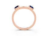 Rose gold Princess Cut Blue Sapphire Two-Stone Open Band Ring with Four-Prong Setting_9