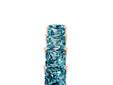 Rose gold Princess Cut Blue Topaz Channel-Set Eternity Band with Prong Setting_11