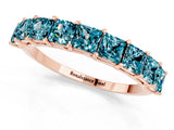 Rose gold Princess Cut Blue Topaz Channel-Set Eternity Band with Prong Setting_7