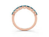 Rose gold Princess Cut Blue Topaz Channel-Set Eternity Band with Prong Setting_9