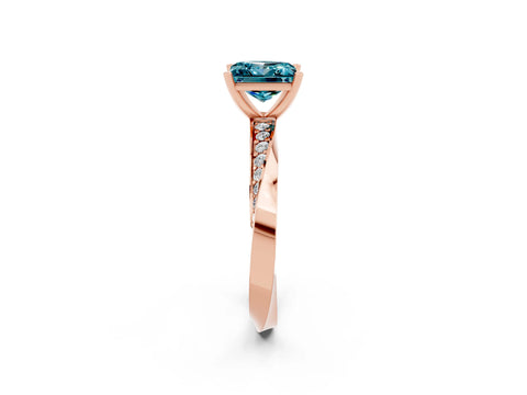 Rose gold Princess Cut Blue Topaz Engagement Ring with Side Stone Accents and Four-Prong Setting_41