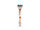 Rose gold Princess Cut Blue Topaz Engagement Ring with Side Stone Accents and Four-Prong Setting_62
