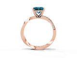 Rose gold Princess Cut Blue Topaz Engagement Ring with Side Stone Accents and Four-Prong Setting_63