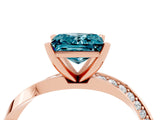 Rose gold Princess Cut Blue Topaz Engagement Ring with Side Stone Accents and Four-Prong Setting_64