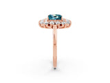 Rose gold Princess Cut Blue Topaz Floral Double Halo Engagement Ring with Prong Setting_75