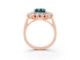 Rose gold Princess Cut Blue Topaz Floral Double Halo Engagement Ring with Prong Setting_76