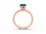 Rose gold Princess Cut Blue Topaz Milgrain Pavé Engagement Ring with Four-Prong Setting_15
