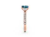 Rose gold Princess Cut Blue Topaz Pave Band Solitaire Ring with Four-Prong Setting_38