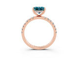 Rose gold Princess Cut Blue Topaz Pave Band Solitaire Ring with Four-Prong Setting_39