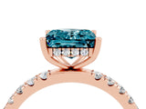 Rose gold Princess Cut Blue Topaz Pave Band Solitaire Ring with Four-Prong Setting_40