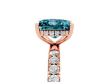 Rose gold Princess Cut Blue Topaz Pave Band Solitaire Ring with Four-Prong Setting_41