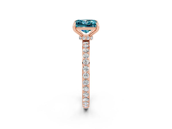Rose gold Princess Cut Blue Topaz Pavé Engagement Ring with Round  Accents and Prong Setting