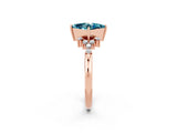 Rose gold Princess Cut Blue Topaz Ring with Side Stones and Four-Prong Setting_38