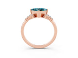 Rose gold Princess Cut Blue Topaz Ring with Side Stones and Four-Prong Setting_39