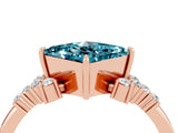 Rose gold Princess Cut Blue Topaz Ring with Side Stones and Four-Prong Setting_40